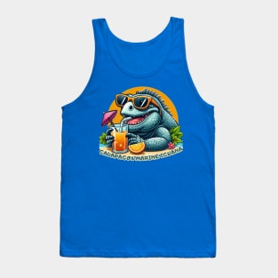 Galapagos marine iguana drinking juice and enjoying summer Tank Top